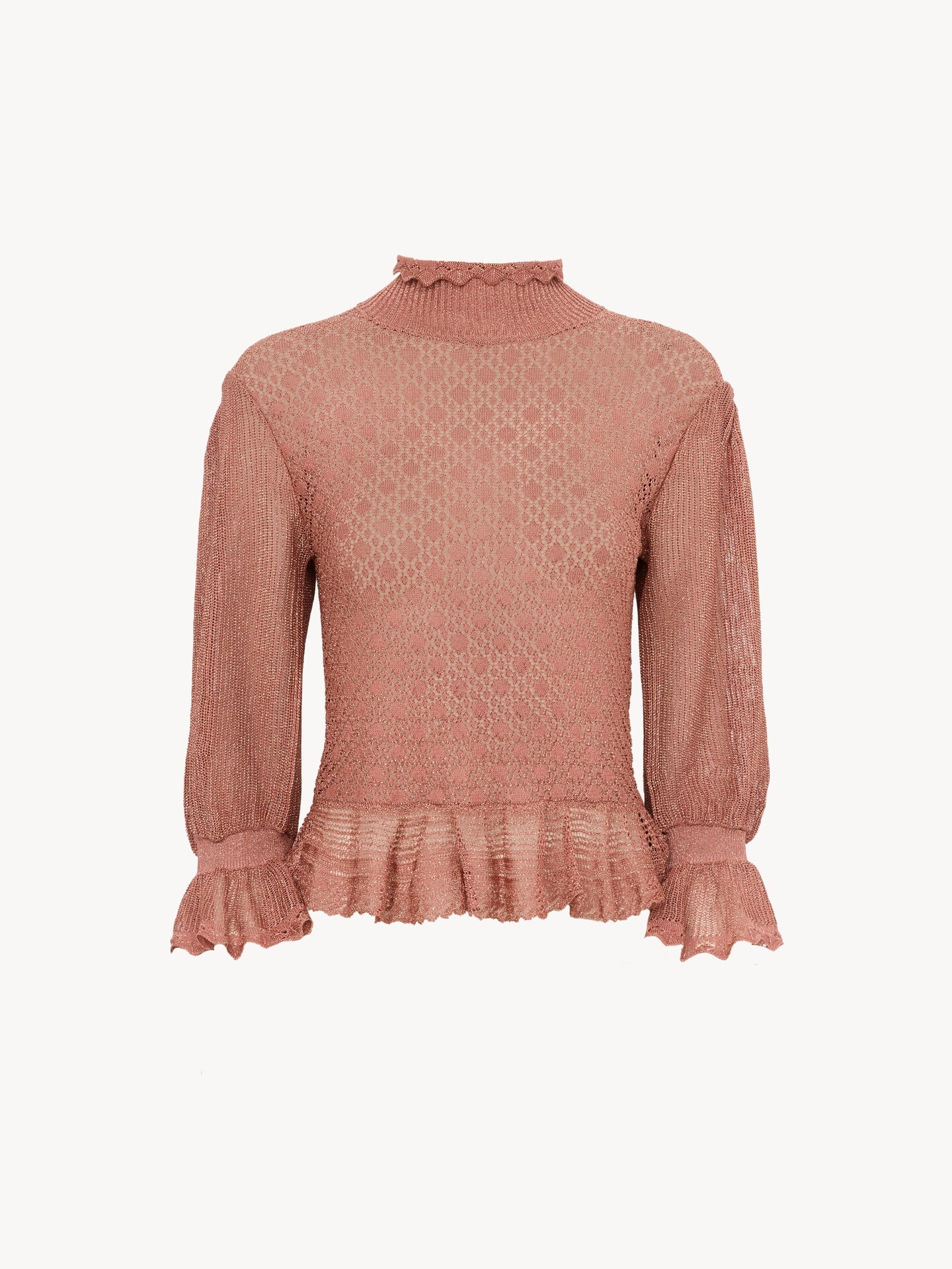 Ruffled puff-sleeve sweater in a lurex knit - 2.0
