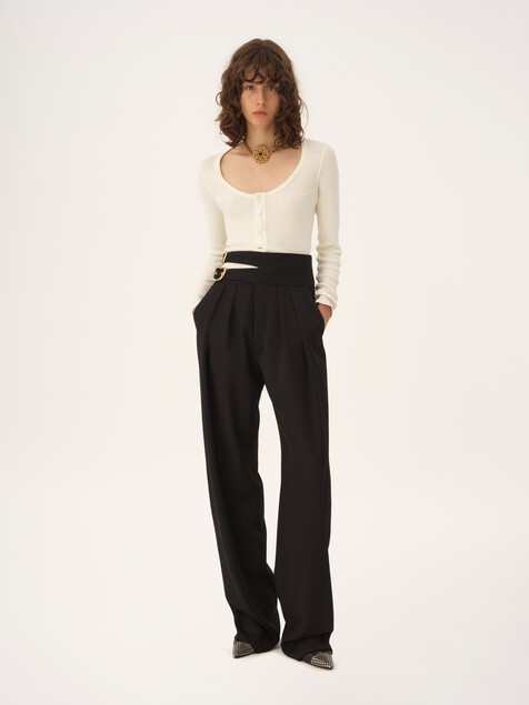 Top henley &eacute;chancr&eacute; en jersey de coton