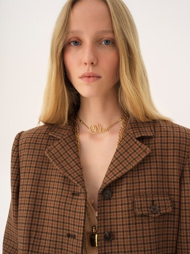 Riding coat in houndstooth wool - 7
