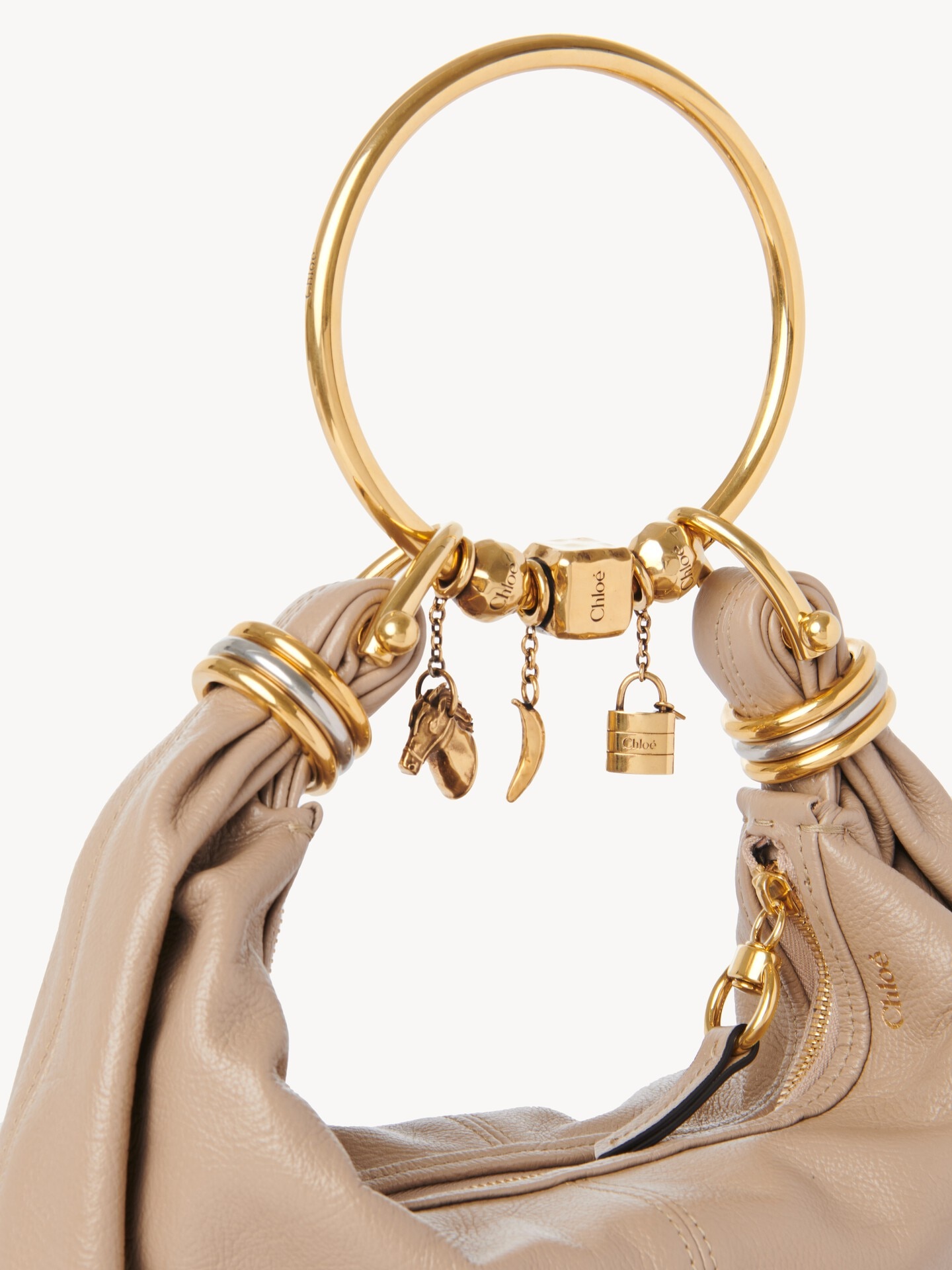 Small Bracelet Hobo bag in grained leather - 5.0
