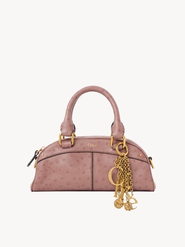 Bolso bowling Chlo&eacute; peque&ntilde;o de cuero efecto avestruz - 2