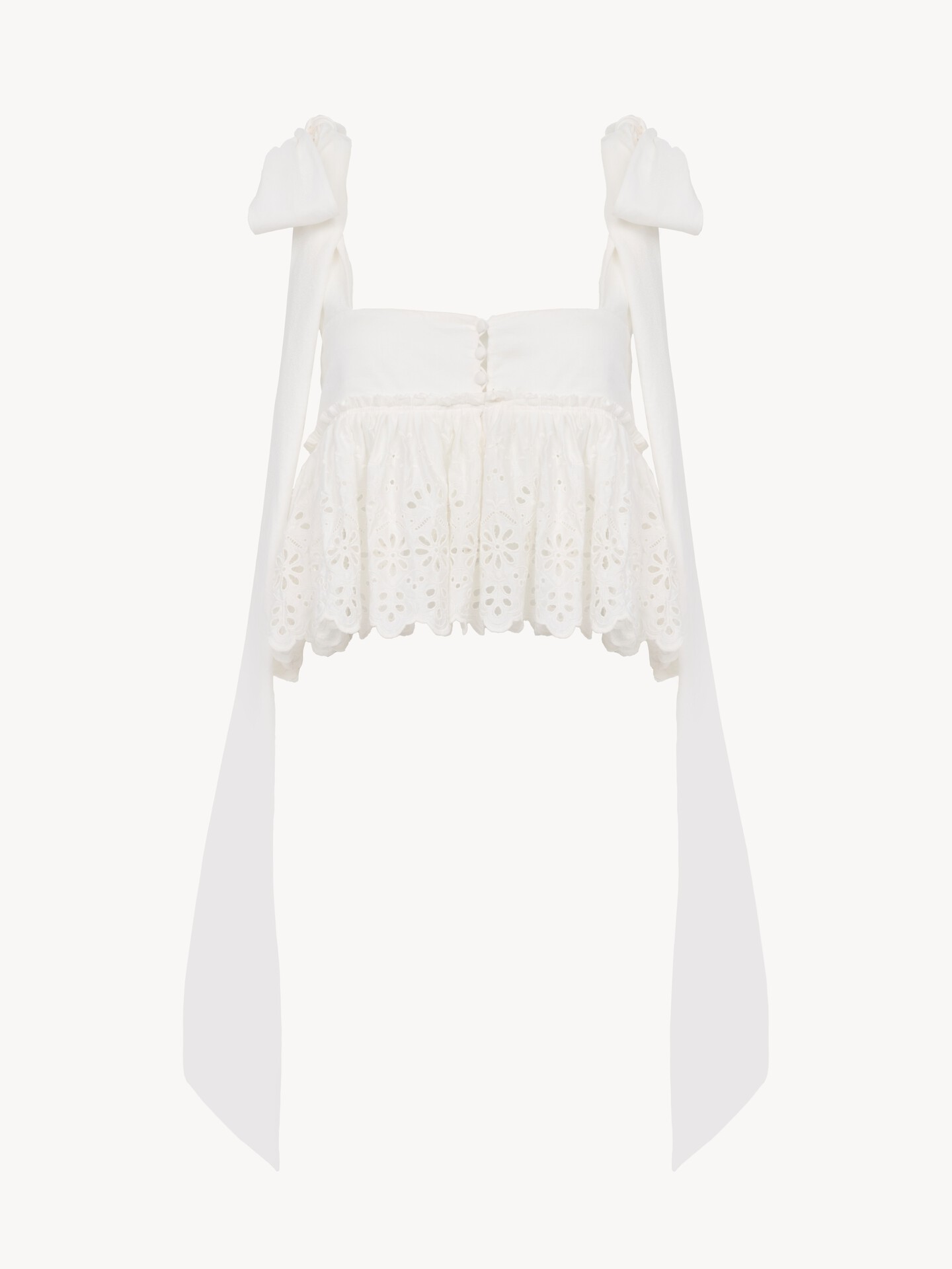 Knotted-strap cropped top in soft cotton - 2.0
