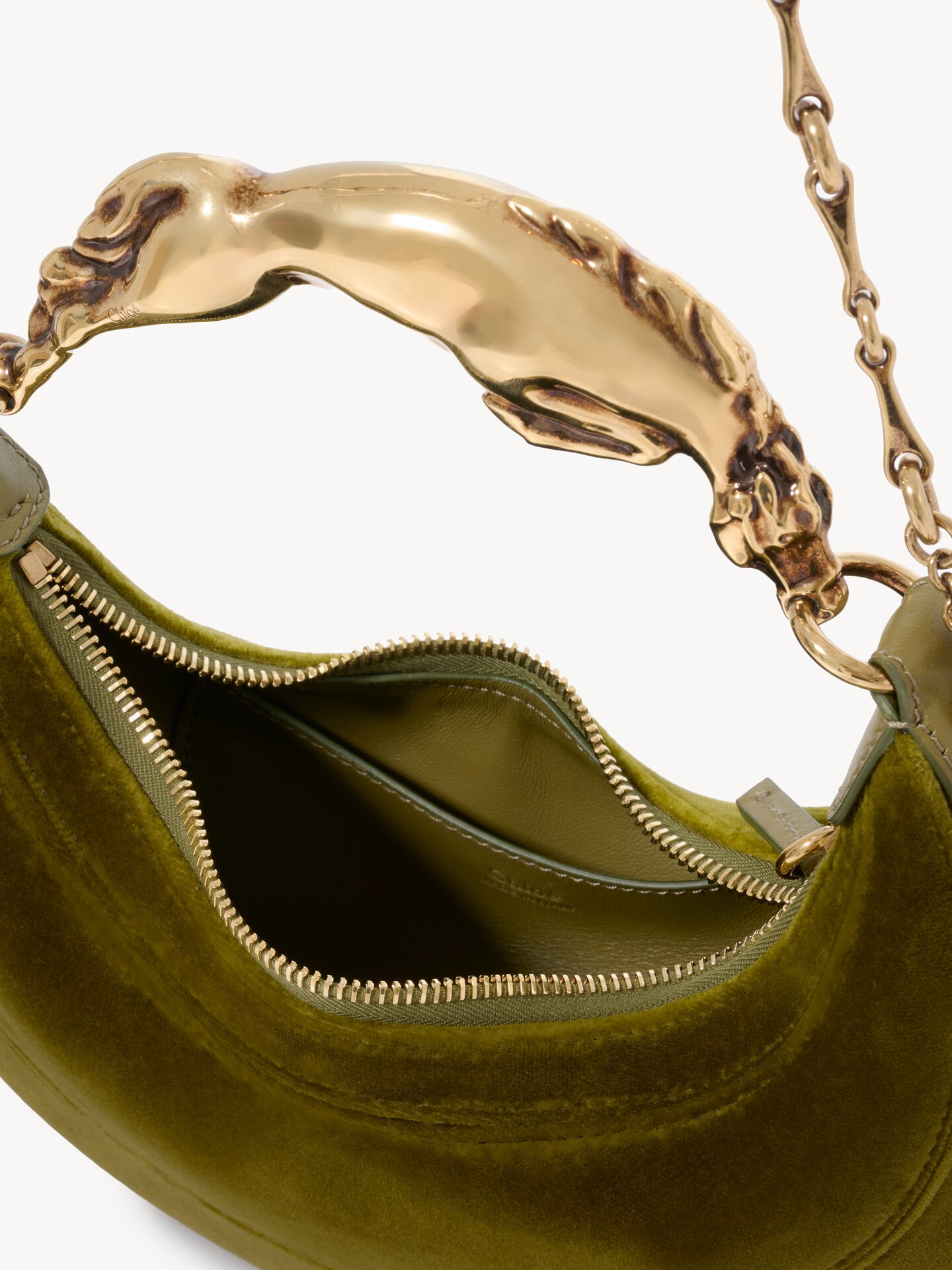 Small Chain Horse shoulder bag in velvet - 6.0