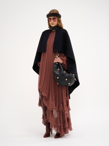 Gathered long dress in silk mousseline - 3
