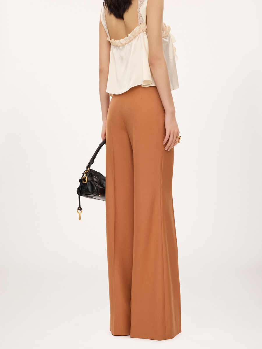 High-rise flared pants in wool gabardine - 4
