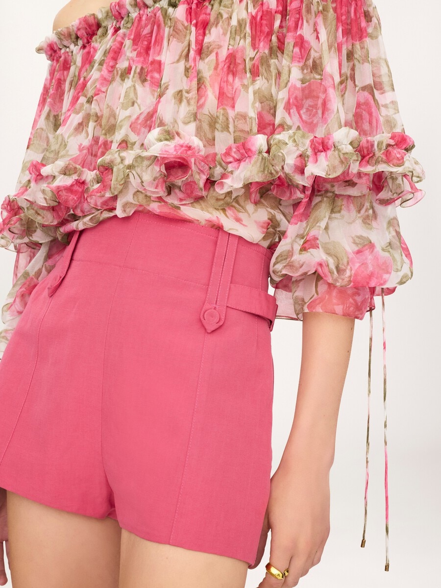High-rise mini shorts in a linen-cotton mix - 8