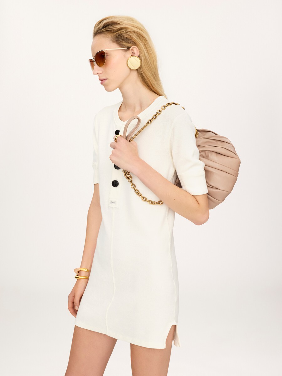 Fitted Henley mini dress in cotton jersey - 3