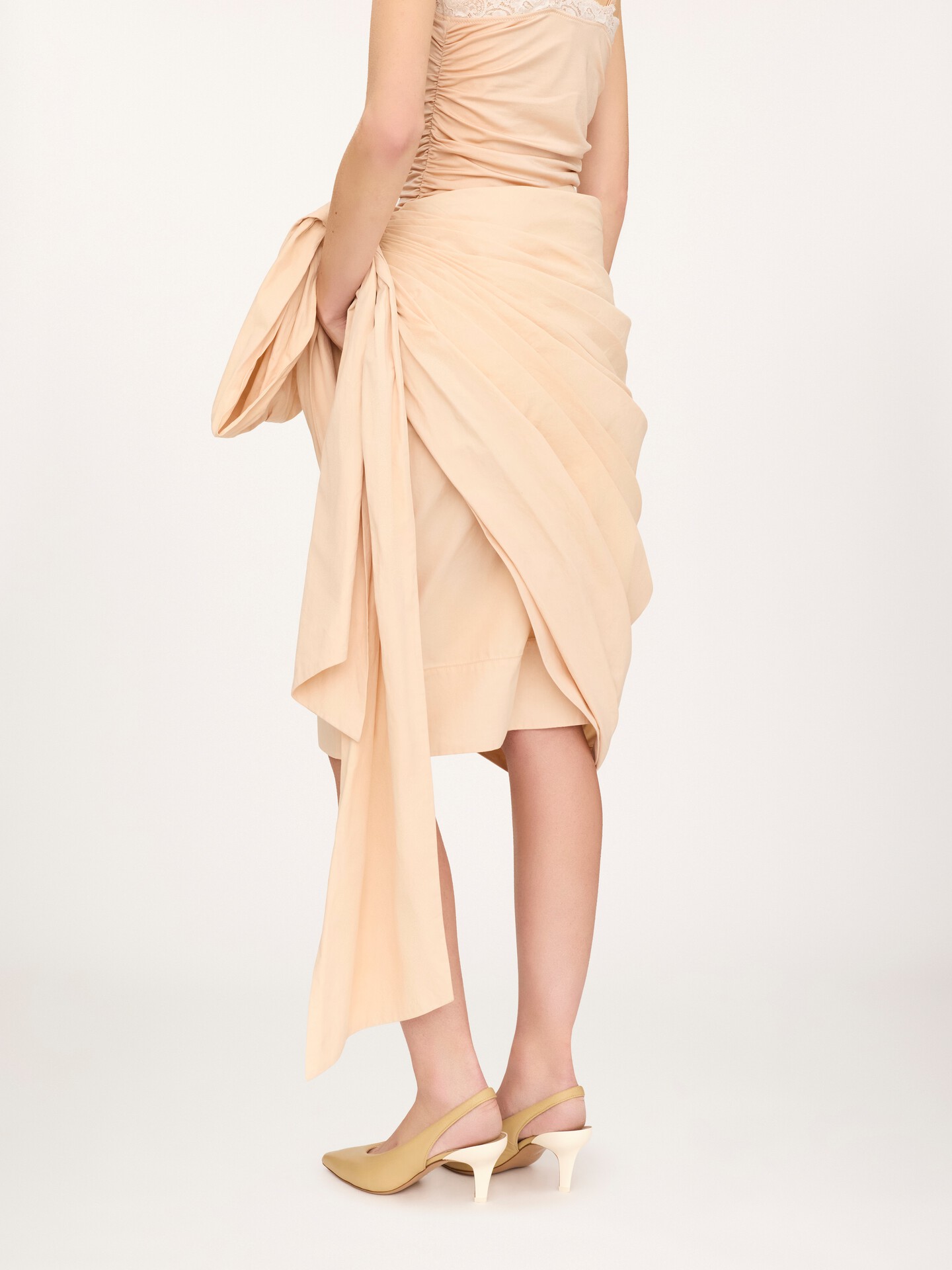 Knee-length wrap skirt in cotton poplin - 4.0
