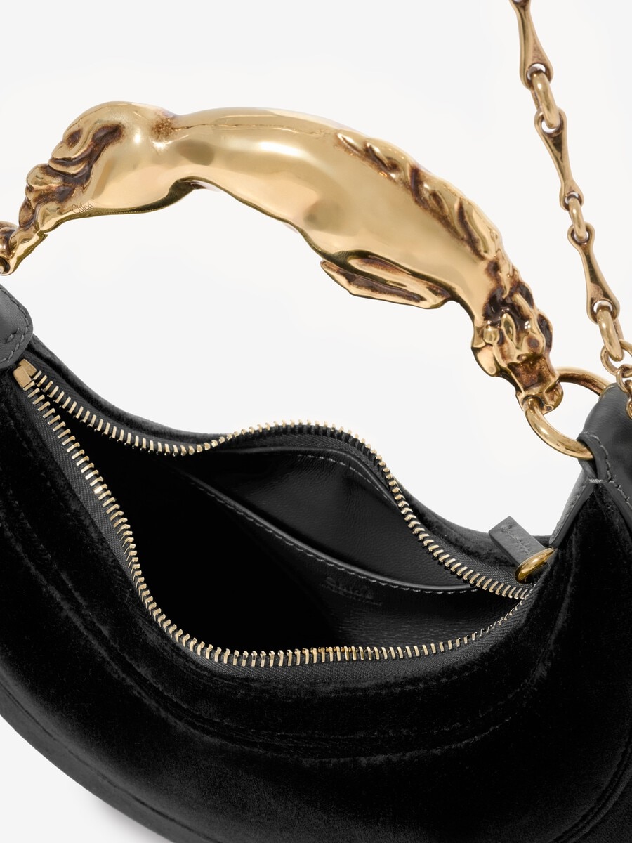Small Chain Horse shoulder bag in velvet - 6