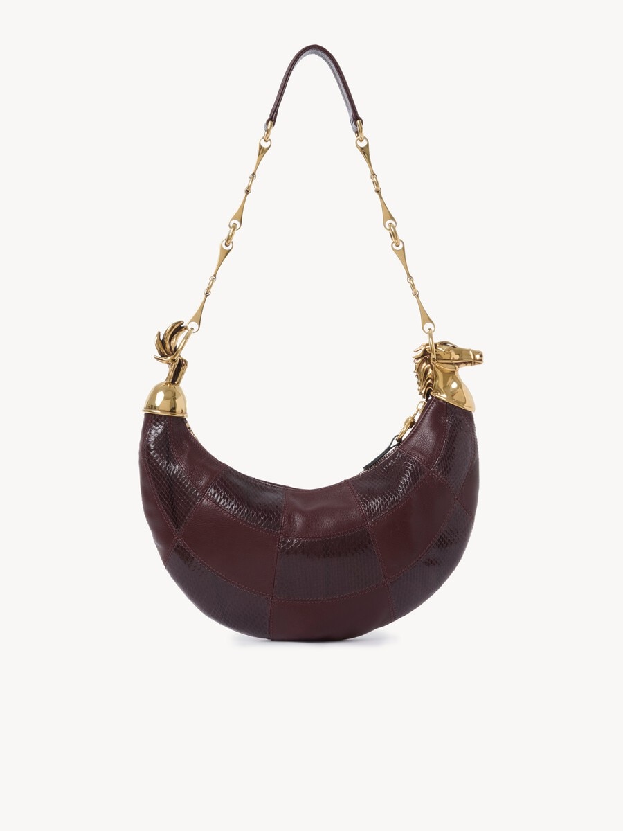 Bolso de hombro Chain Horse de cuero granulado y cuero de serpiente - 7