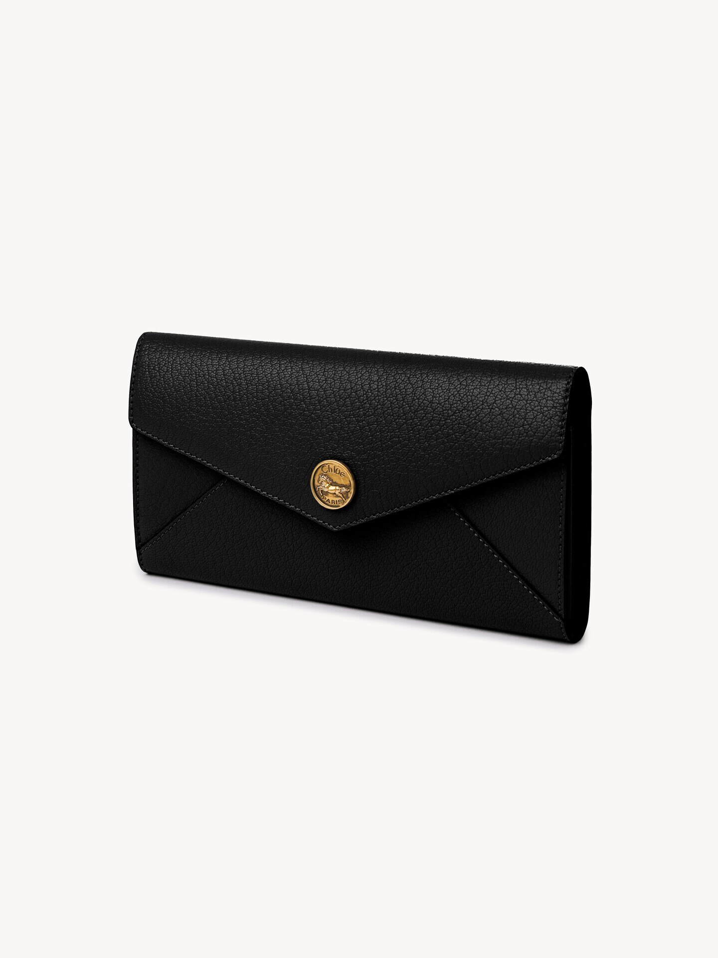 Envelope long wallet with flap in grained leather - 2.0