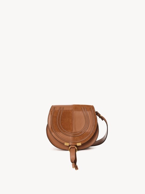 Small Marcie saddle bag in grained & suede leather