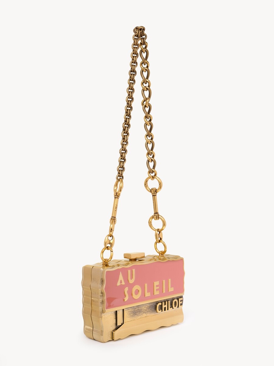Chlo&eacute; Soleil minaudi&egrave;re with chain in brass & enamel - 4