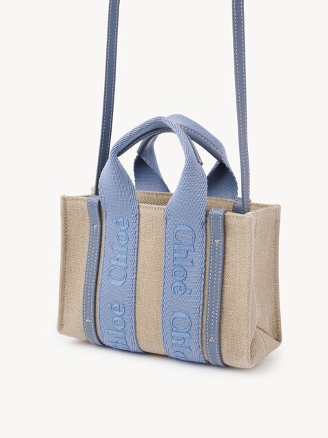 Mini Woody tote bag in linen