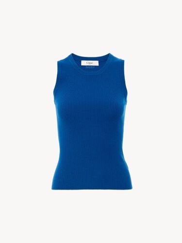 Crew-neck tank top in a wool knit - 2
