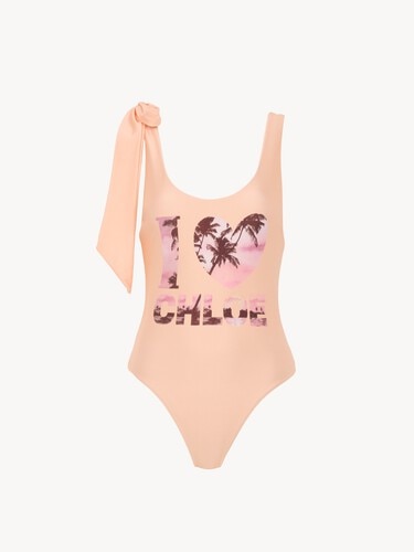Knotted-strap one-piece logo swimsuit - 2