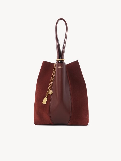 Sac cabas Chlo&eacute; Spin en cuir grain&eacute; et cuir velours