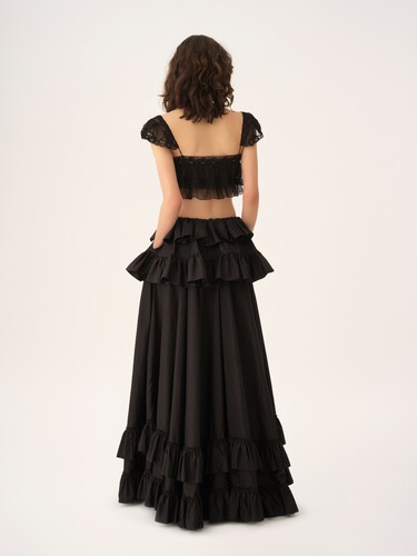 Tiered maxi skirt in washed silk taffeta - 7