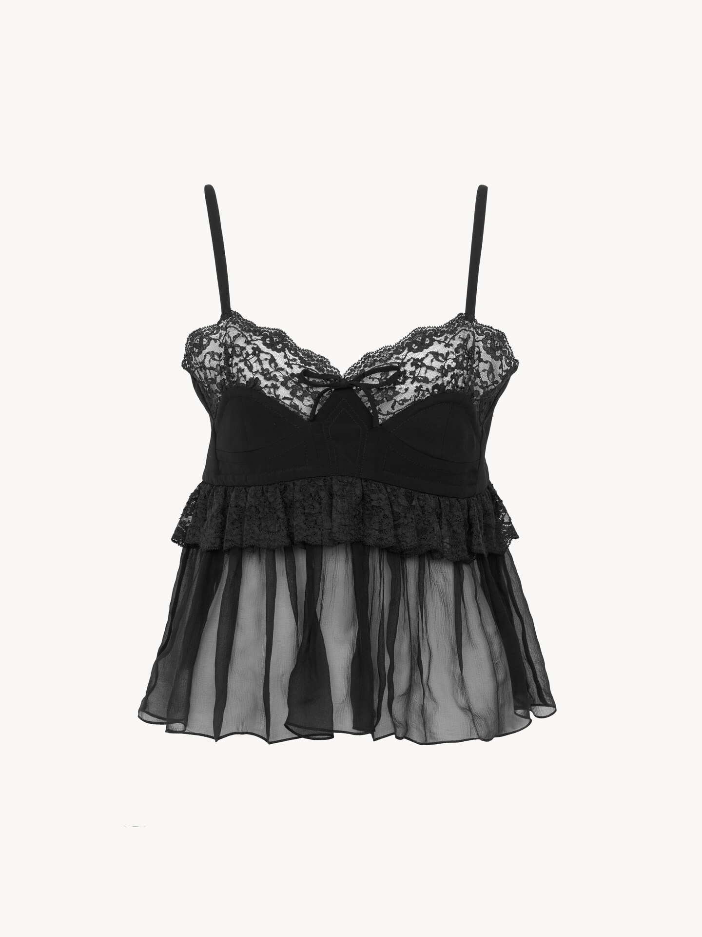 Thin-strap lingerie top in cr&ecirc;pe de chine - 2.0