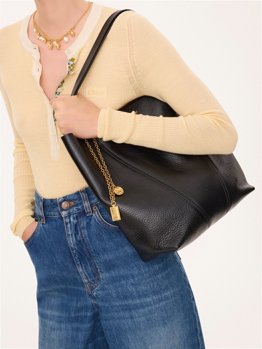 Chlo&eacute; Spin tote bag in grained leather - 4