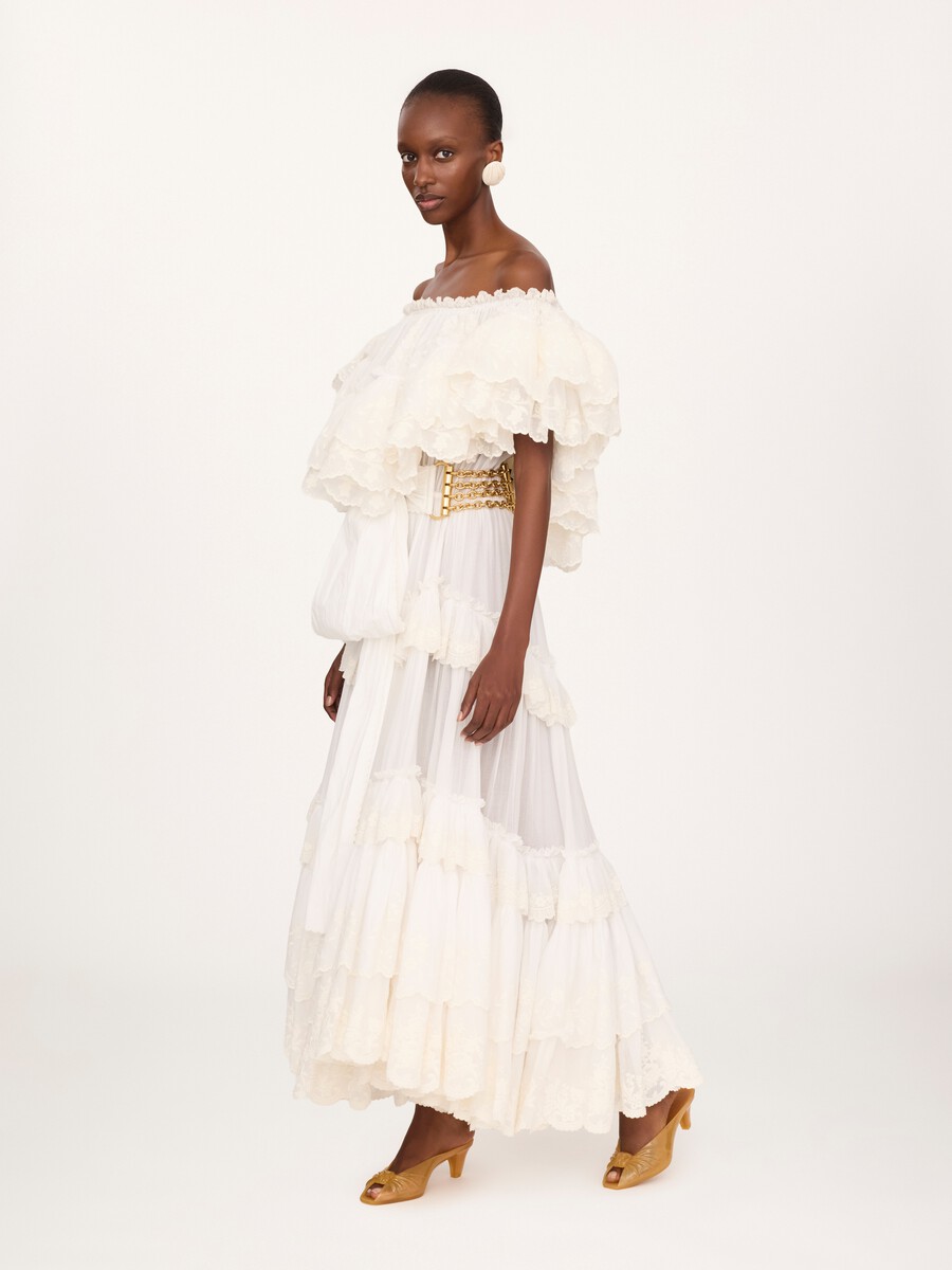 Long ruffled dress in cotton voile - 3