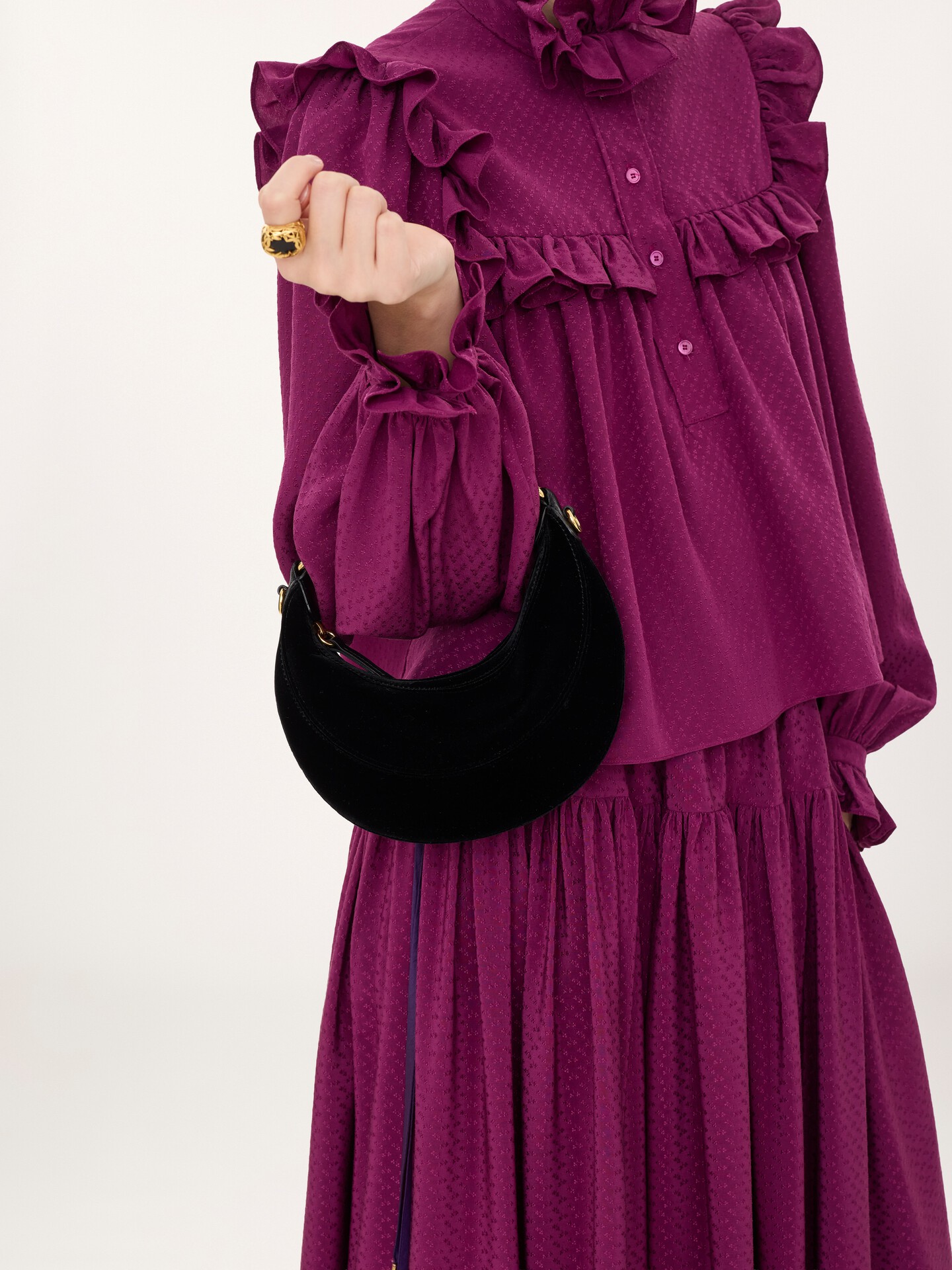 Small Chain Horse shoulder bag in velvet - 3.0