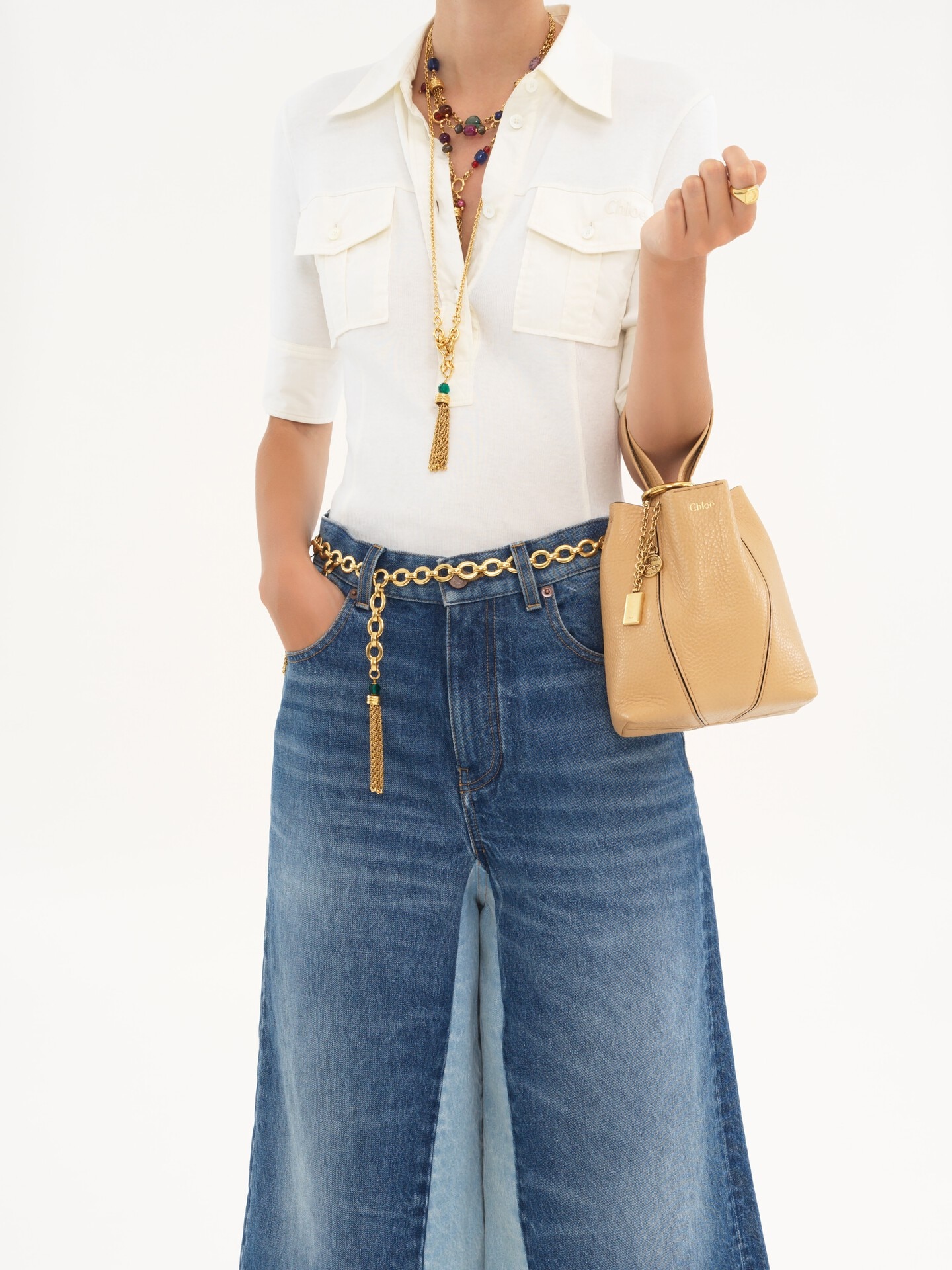 Small Chlo&eacute; Spin tote bag in grained leather - 8.0