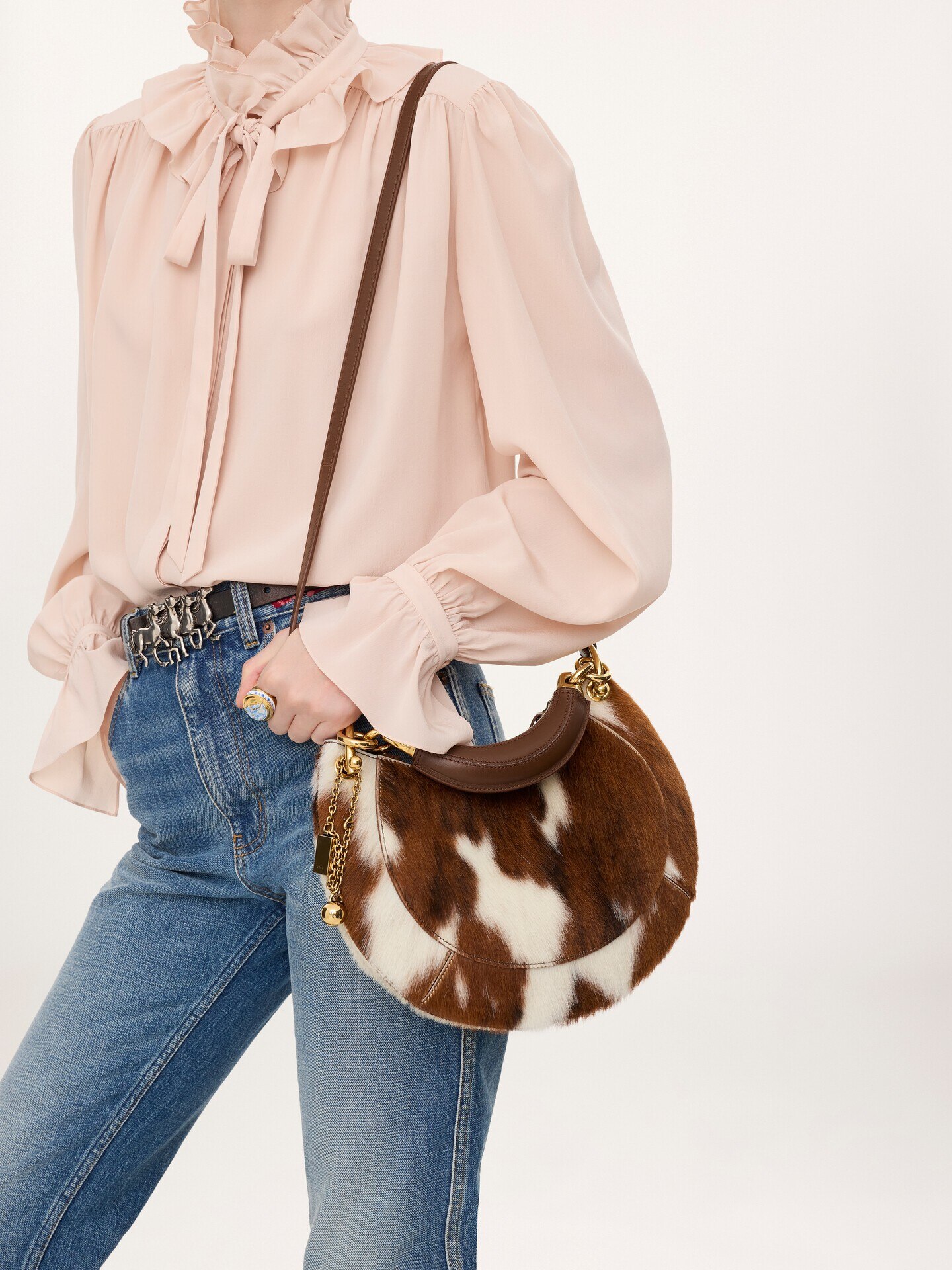 Small Chlo&eacute; Banana zipped hobo bag in hair-on leather - 2.0