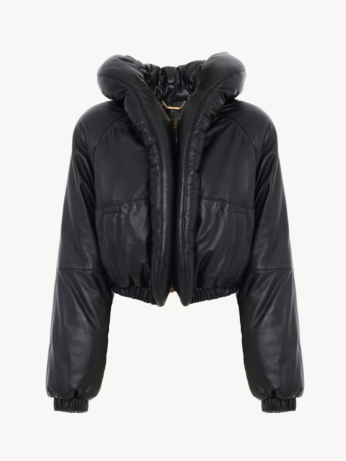 Short puffer jacket in leather - 2.0