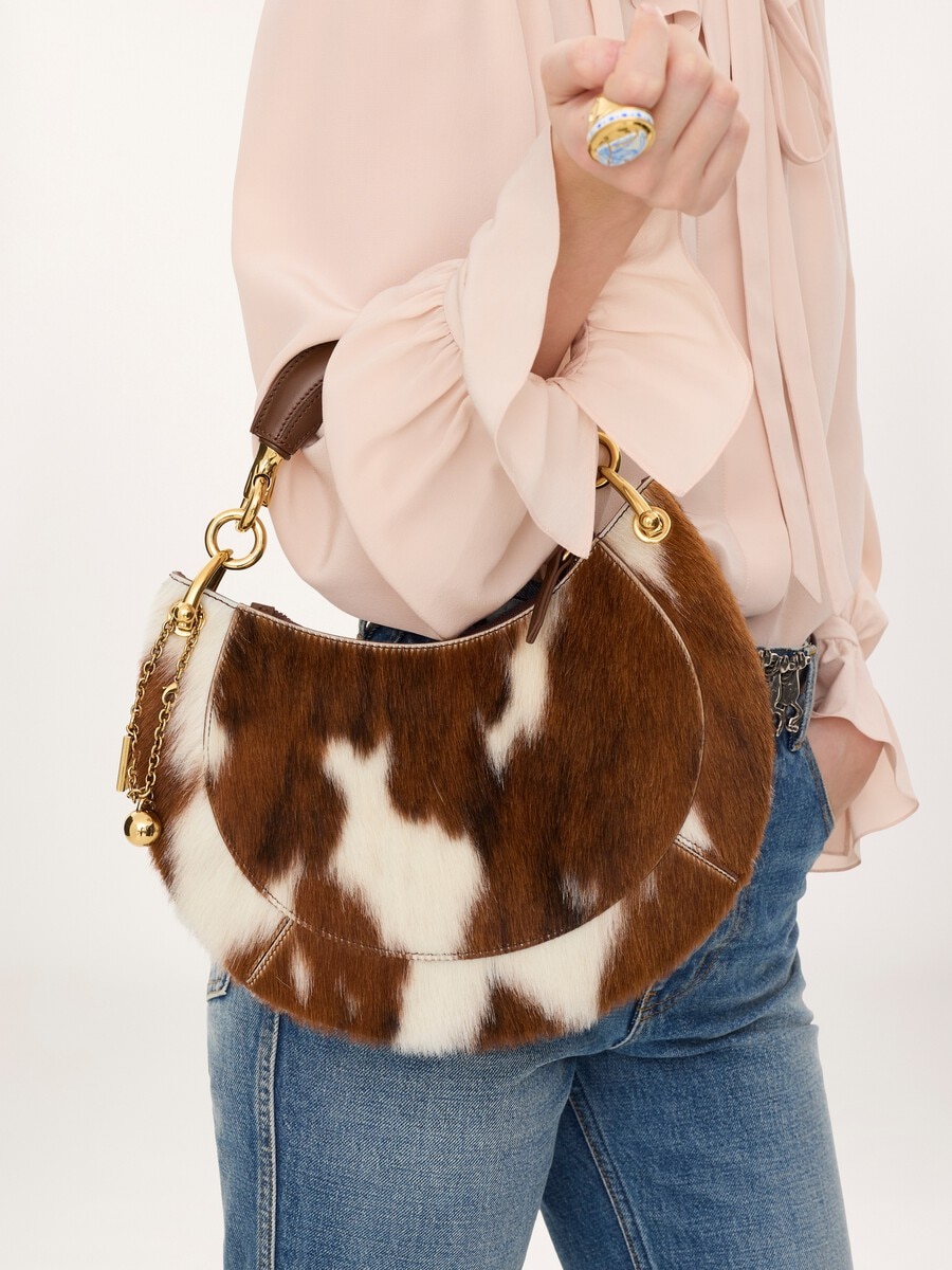 Small Chlo&eacute; Banana zipped hobo bag in hair-on leather - 3