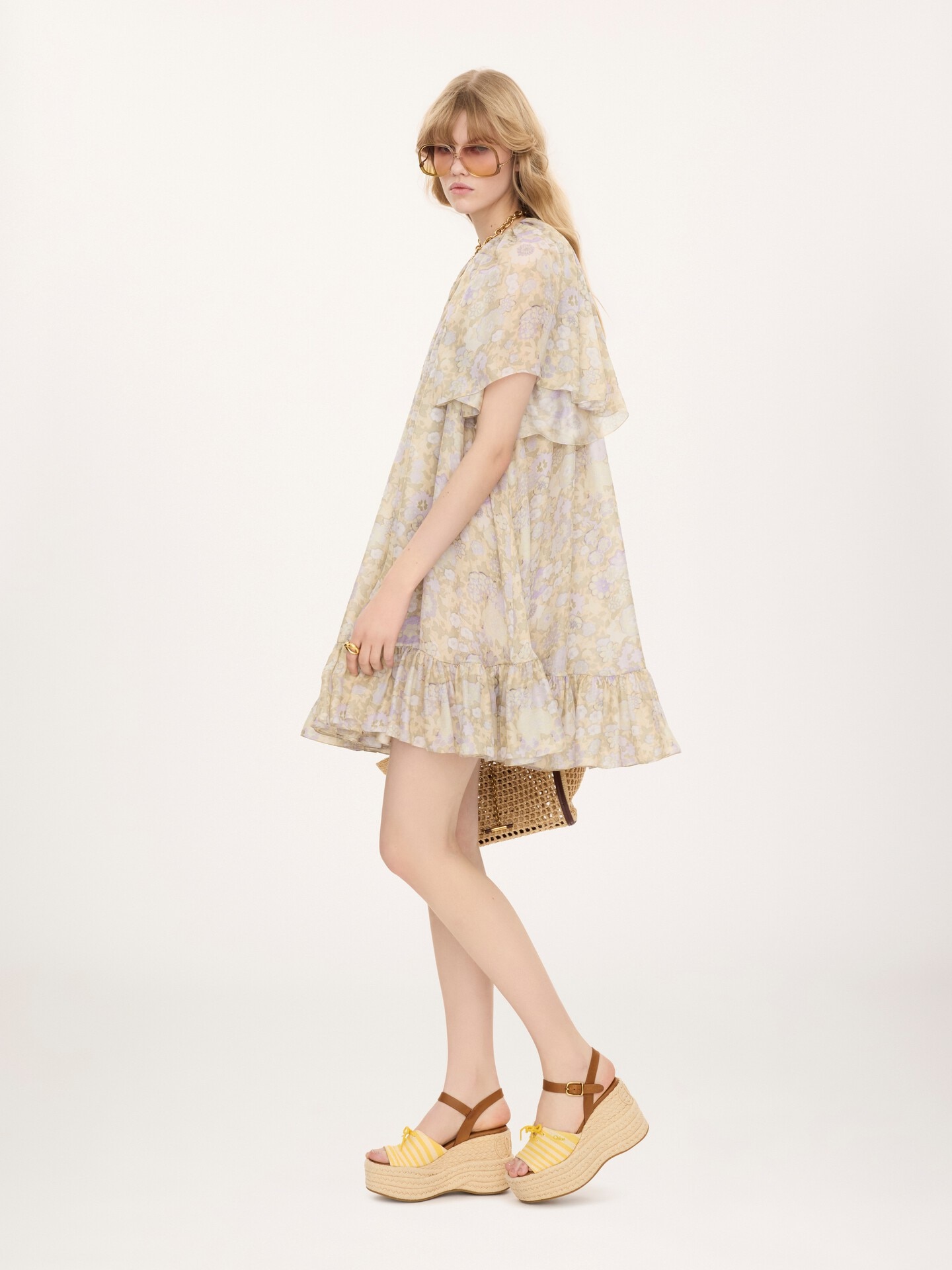 Short pleated dress in silk charmeuse - 5.0