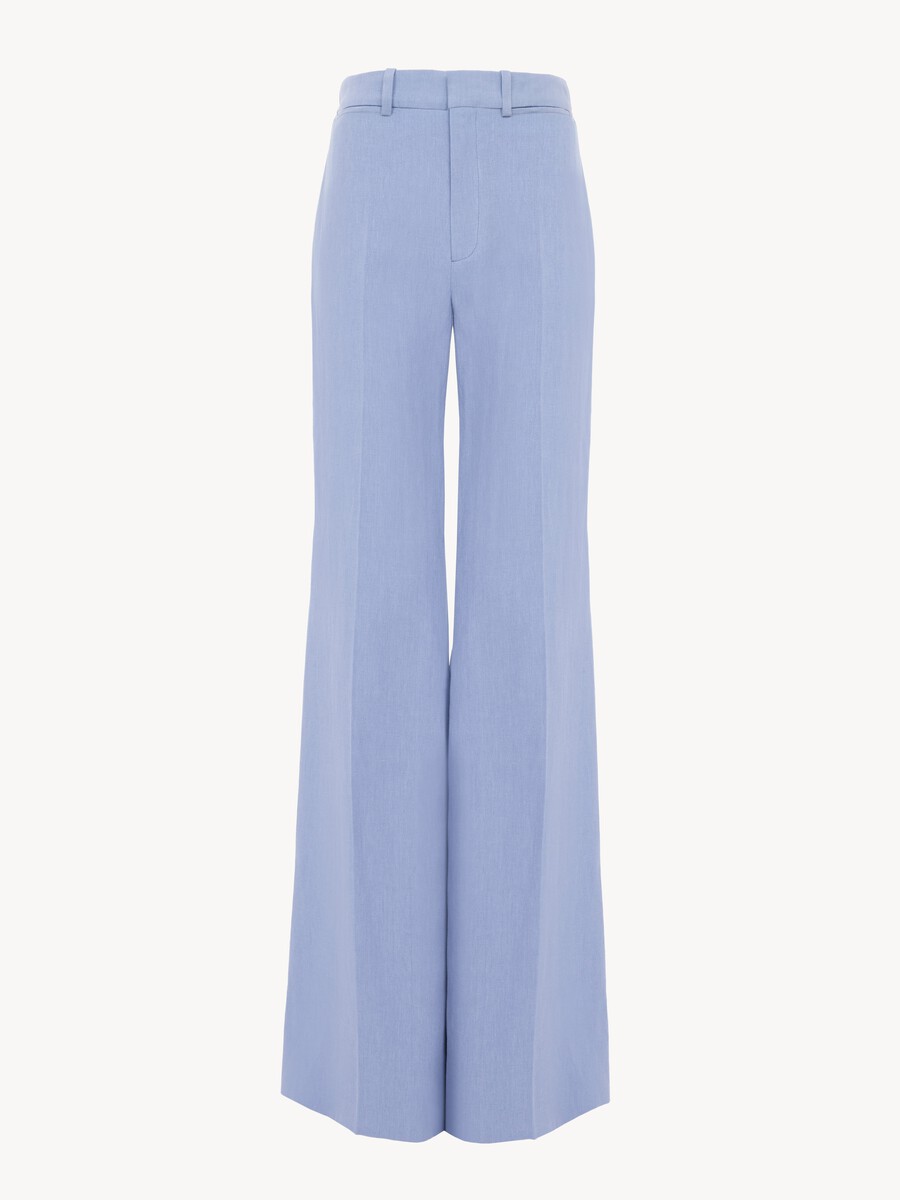 High-rise flared pants in linen cr&ecirc;pe - 2