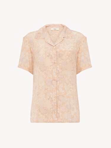 Short-sleeve blouse in cr&ecirc;pe de chine - 2