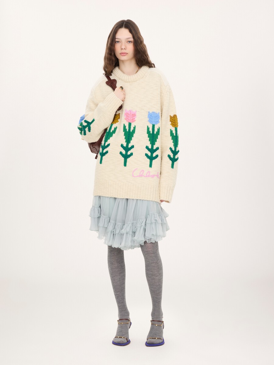 Oversized logo sweater in a wool knit - 1