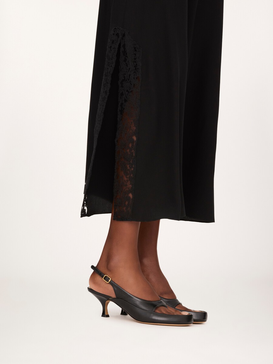 Robe lingerie longue en cr&ecirc;pe de chine et dentelle - 6