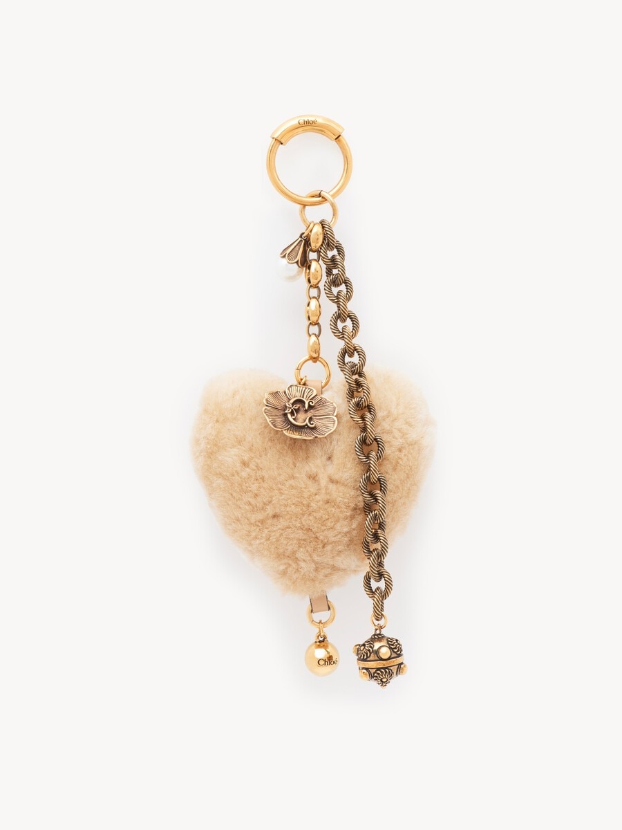 Charm para bolso Chlo&eacute; Symbols Heart Shearling de lat&oacute;n - 1