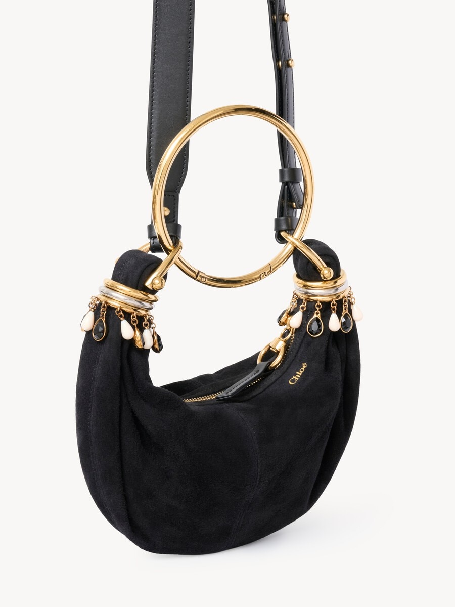 Mini Beaded Bracelet Hobo bag in suede leather - 2