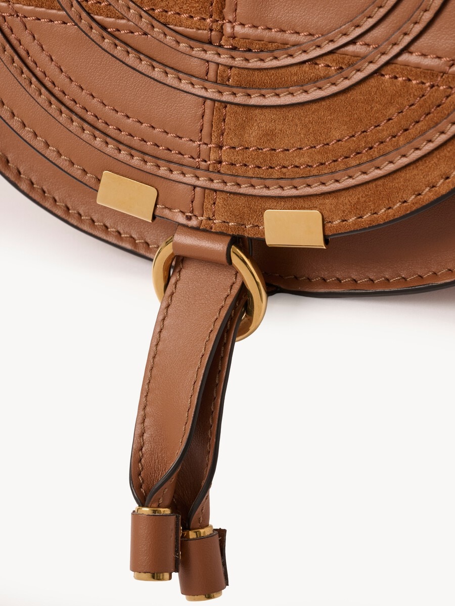 Small Marcie saddle bag in grained & suede leather - 7