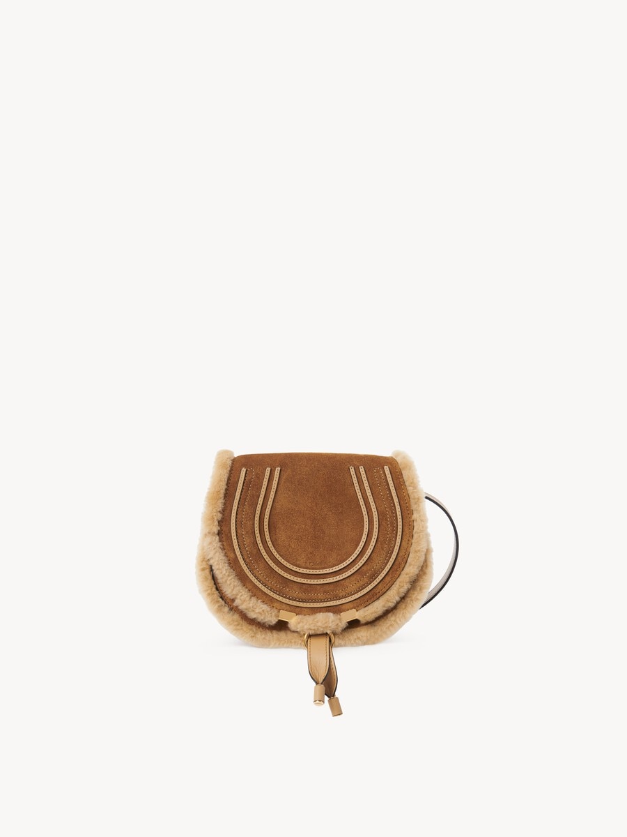 Bolso saddle peque&ntilde;o Marcie de ante y cuero de borrego - 2