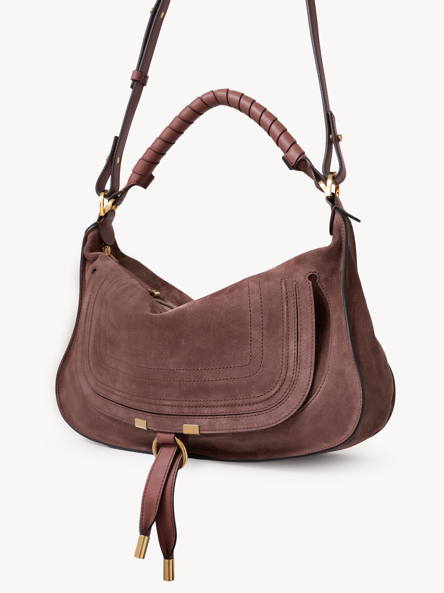 Small Marcie shoulder bag in suede leather - 4.0