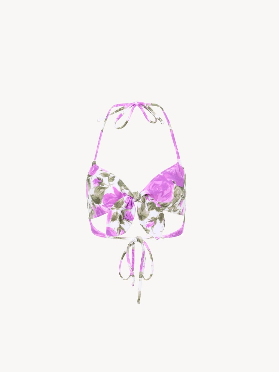 Rose-print bikini top - 1