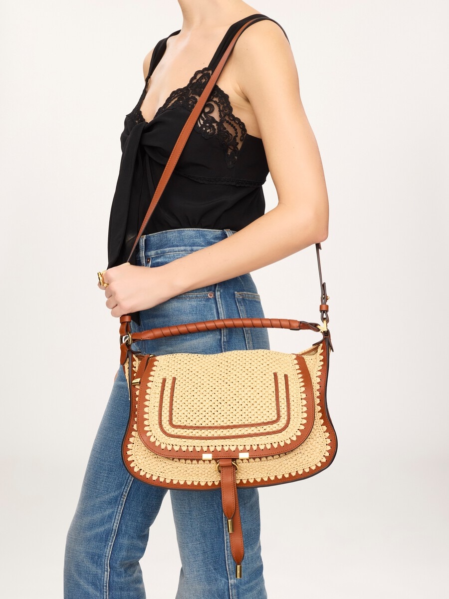 Small Marcie shoulder bag in raffia-effect - 3