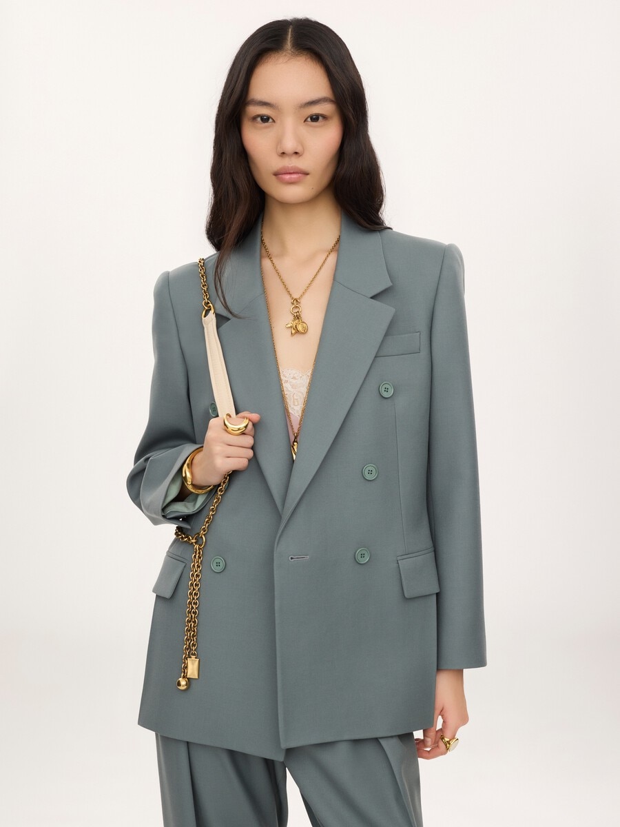 Double-breasted tailored jacket in wool gabardine - 3