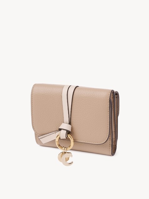Small Alphabet tri-fold in grained leather 