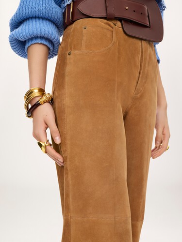 Skinny pants in suede leather - 6
