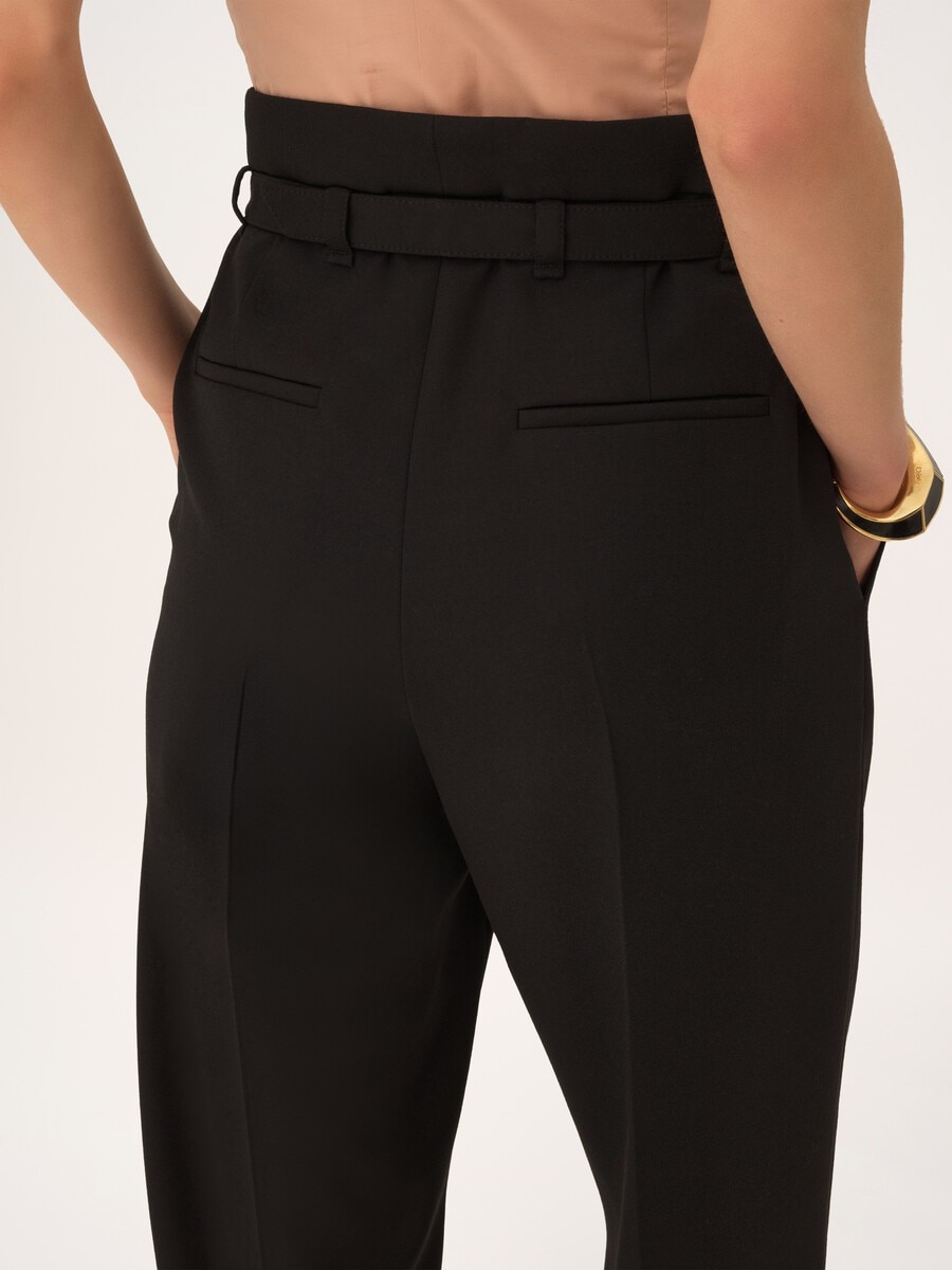 High-rise wide-leg pants in wool grain de poudre - 7