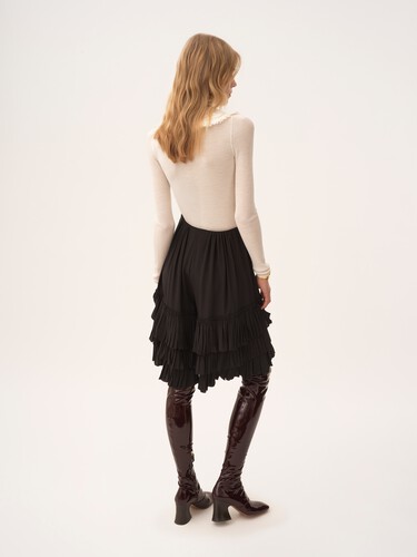Collared Henley shirt in superfine wool knit & lace - 5