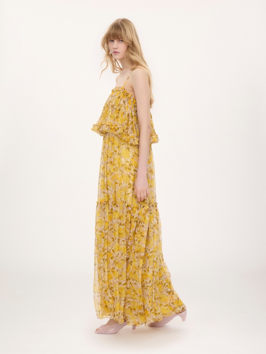 Thin-strap long dress in silk mousseline - 6