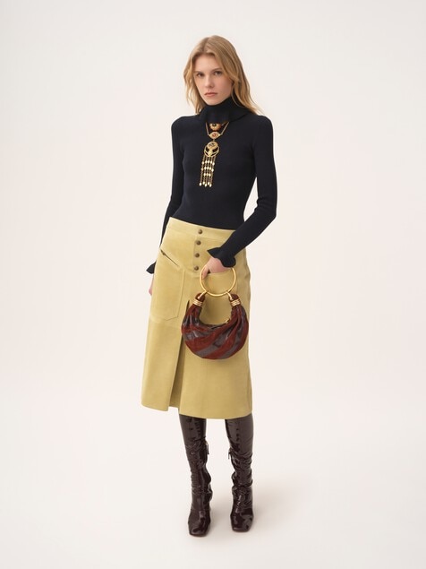 Fitted turtleneck sweater in a cotton & wool knit