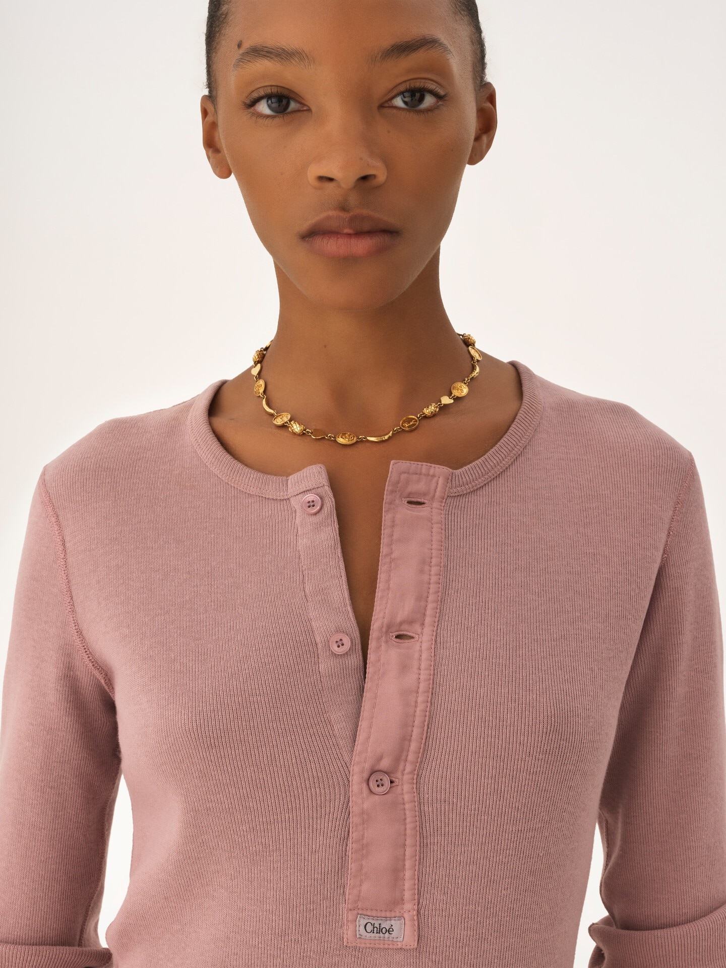 Fitted Henley shirt in cotton jersey - 5.0